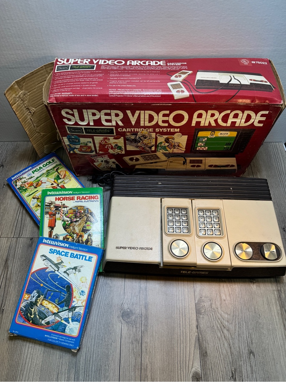 Intellivision Sears Tele-Games Center Super Video Arcade Console, Box & 3 Games